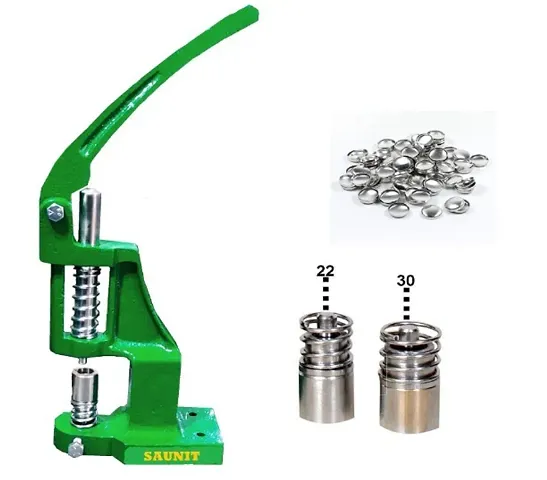 Saunit Green Ladies Button Machine for Fabric Button Making with 2 Dyes 22  30 Number 1400 Plain Shells