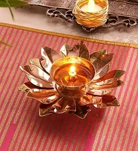 Anvi Decor Copper Brass Leaf Lotus Akhand Diya-thumb1
