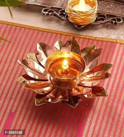 Anvi Decor Copper Brass Leaf Lotus Akhand Diya-thumb2