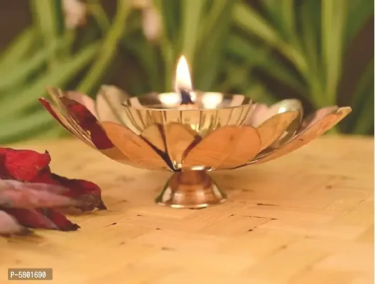 Anvi Decor Copper Brass Leaf Lotus Akhand Diya-thumb3