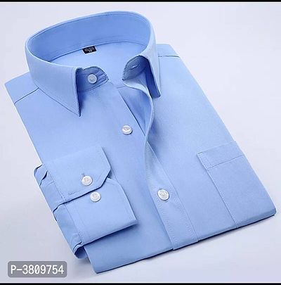 Blue Cotton Long Sleeve Formal Shirt For Men