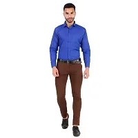 Men's Blue Cotton Blend Solid Long Sleeves Regular Fit Formal Shirt-thumb2