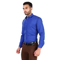 Men's Blue Cotton Blend Solid Long Sleeves Regular Fit Formal Shirt-thumb1