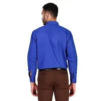 Men's Blue Cotton Blend Solid Long Sleeves Regular Fit Formal Shirt-thumb3