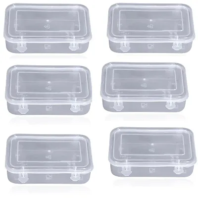 Honbon Rectangular Empty Mini Clear Plastic Storage Box Containers with  lockable for Small Items storage container