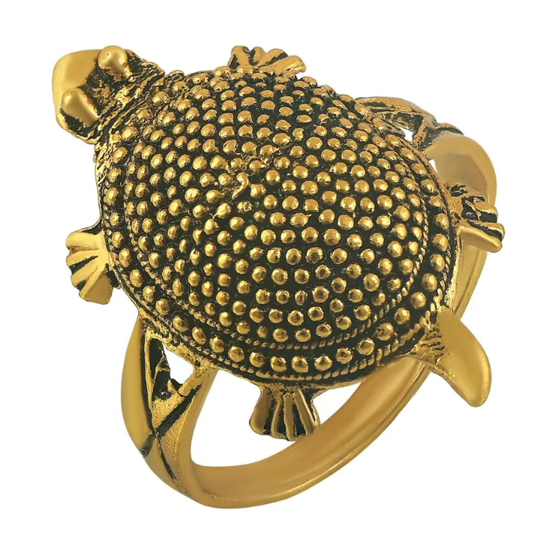 DULCI Gold Plated Vaastu Fengshui Kachua Tortoise Good Luck Charm Fashion Finger  Ring for Men and Women Brass Gold Plated Ring Price in India - Buy DULCI  Gold Plated Vaastu Fengshui Kachua