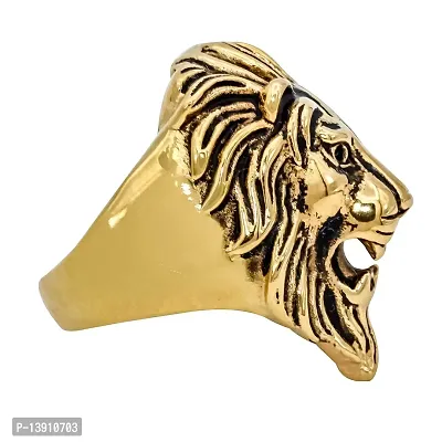 Men's Lion Design Black Gemmed Silver Ring – كل شئ