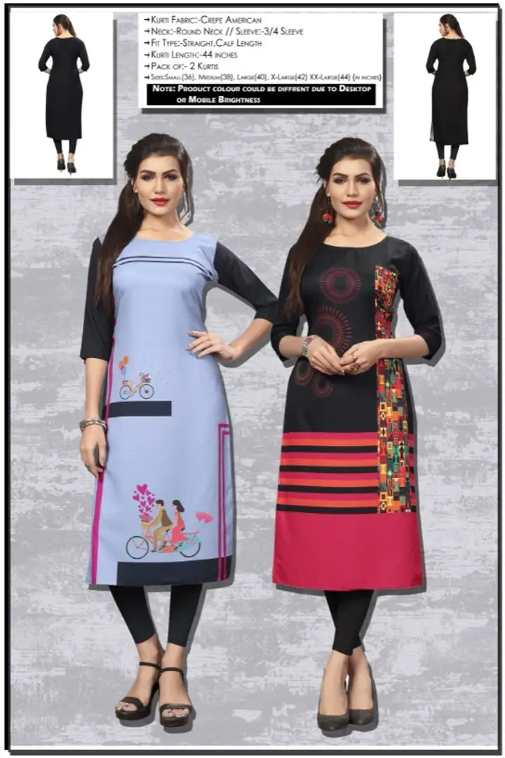 Strick fashion Crepe Digital Printed Kurti For Girl's And Woman's Pack  Off-3-DP-15-16-18