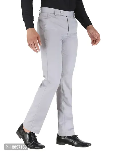 Buy Men Grey Solid Slim Fit Formal Trousers Online - 601833 | Peter England
