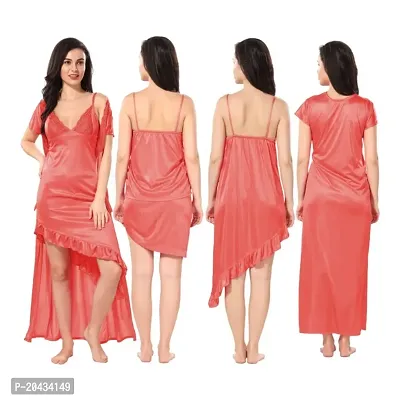 Buy Siami Apparels Designer Solid Satin 6 Piece Nightwear Set 1