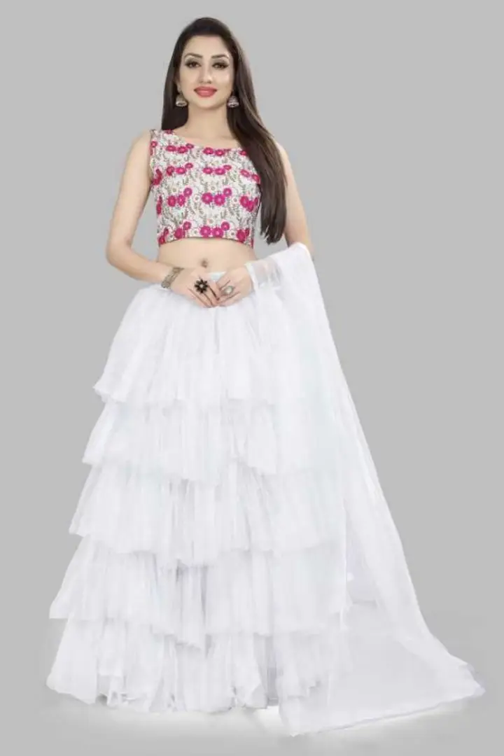 Beautiful white skirt and crop top | Pretty dresses casual, Long gown  design, Long skirt top designs