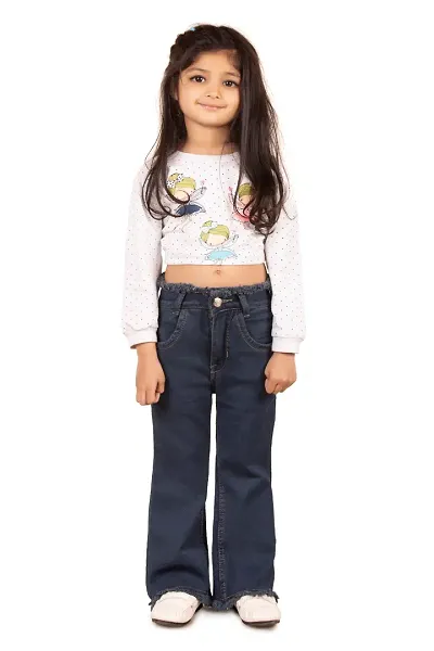 Classic Denim Solid Jeans for Kids Girls