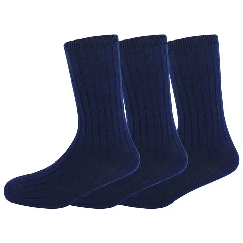 HUSSKINZ Men Formal Blue Socks Solid Mid-Calf/Crew Length socks Pack of 3 Pair