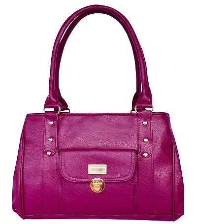 Purple Solid Artificial Leather Handbag