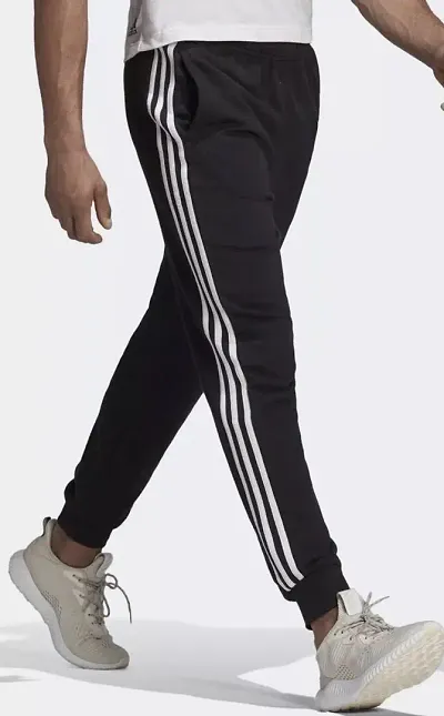 Men's Black Cotton Blend Self Pattern Regular Fit Joggers Men's Black Cotton Blend Self Pattern Regular Fit Joggers