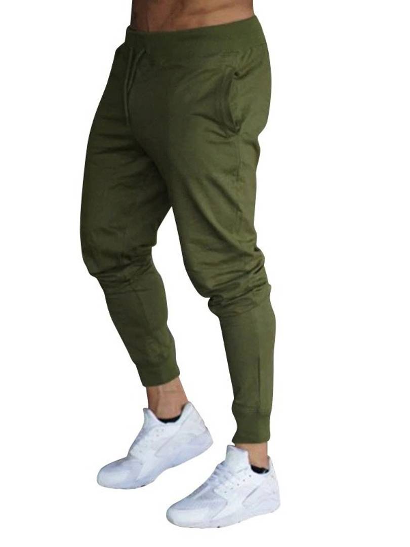 Men s Olive Solid Polycotton Joggers