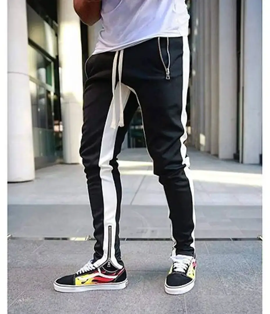Black Cotton Blend Joggers For Men