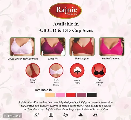 Buy Rajnie Women's Cotton Non-Padded Non Wired Plus-Size Bra  (RJ-637_Pink-Red-Beige_34B) Pack of 3 Online In India At Discounted Prices