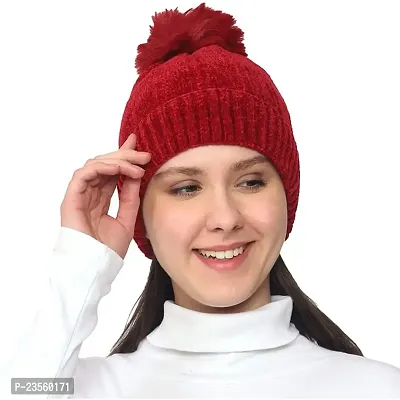 Buy Pursue Fashion Women Winter Soft Warm Snow Proof Pom Cap For Women  Woolen Beanie Cap Or Women's, Beanie Cap, Winter Caps For Girls Woolen Cap,  Women's Running Headwear (red) Online In