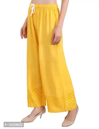 Buy EZIA OUTFIT Women's 100% Pure Soft Solid Rayon Cotton Trousers