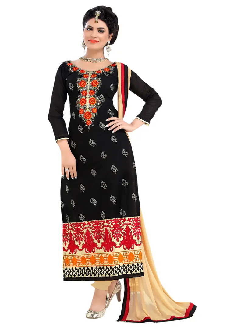 Buy Women'S Straight Style Embroidered Chudidar Dress Material By Sainoor  (Unstiched) (Rlnxice1004) Online at desertcartINDIA