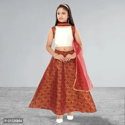 Buy Aarika Girl's Silk Lehenga Choli Set (LCH-18362_Red-White_34) at  Amazon.in