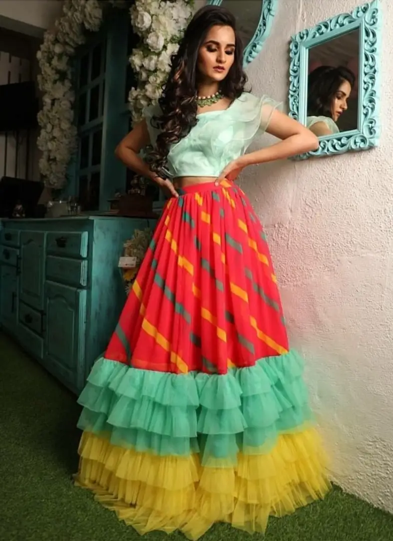 Ruffle crop top lehenga online