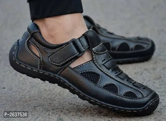 Men's Black Synthetic Comfort Sandal