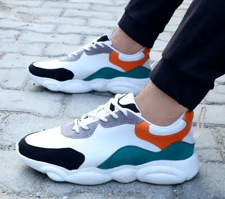 Comfy Multicoloured Synthetic Sports Shoe For Men