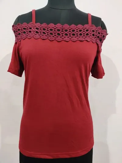 Raabta maroon off shoulder top outlet