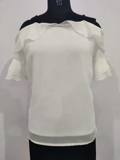 RAABTA WHITE OFF SHOULDER TOP WITH BLACK STRIPES