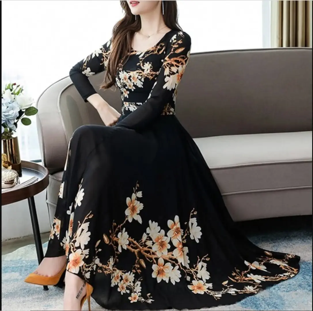 raabta fashion black long dress