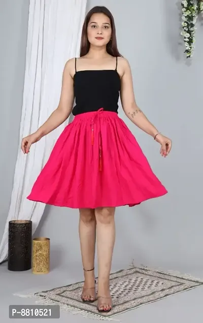 Trendy Rayon Pink Solid Mini Skirt For Women