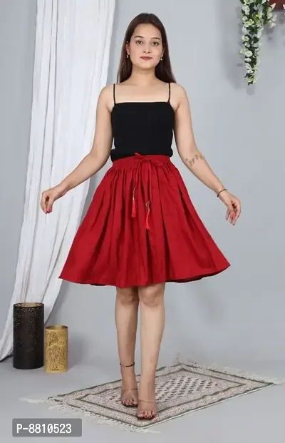 Trendy Rayon Maroon Solid Mini Skirt For Women