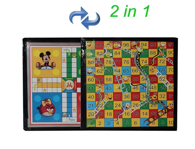 2 in 1 Ludo and Snakes  Ladders Wooden Board Mind and Luck Classic Game