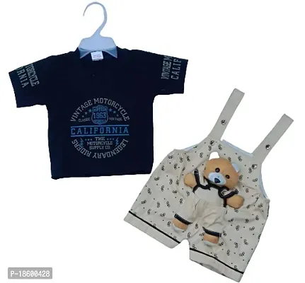 Buy A.R HOLY GARMENTS Unisex Baby Boy's & Baby Girl's Teddy Dungaree Set  with T-Shirt (0 Months-3 Months, Blue) at Amazon.in