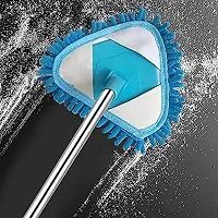 Multipurpose Cleaning Movable Brush with Long Lockable Rod Bead Corners, Bathtub, Toilet, Ceiling Cleaning Lazy Triangle Cleaning Mop Retractable 180 Rotatable Triangle Dust Mop (1Pcs)-thumb1