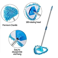 Multipurpose Cleaning Movable Brush with Long Lockable Rod Bead Corners, Bathtub, Toilet, Ceiling Cleaning Lazy Triangle Cleaning Mop Retractable 180 Rotatable Triangle Dust Mop (1Pcs)-thumb2