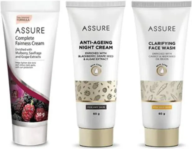 Assure Fairness Day Cream + Anti Ageing Night Cream + Clarifying Face wash  (3 Items in the set)