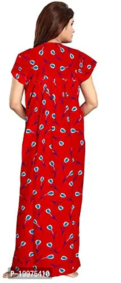 Printed Cotton Nighty For Women - Blue Size Free Floral Nighty