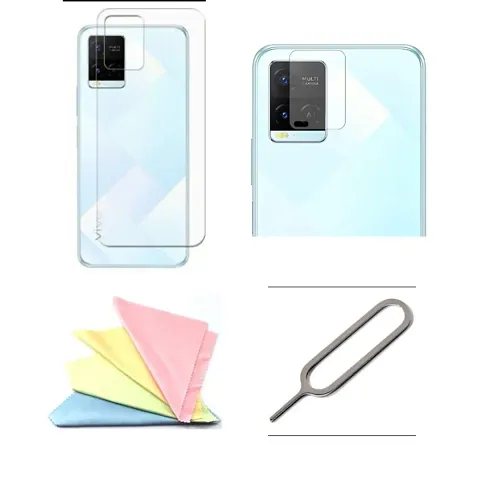 Combo of VIVO Y21 Back screen guard,camera glass lens,glass cleaner cloth And sim ejector pin