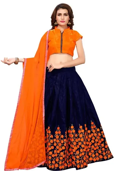 Buy Aarika Kids Dark Blue & Orange Lehenga, Choli with Dupatta for Girls  Clothing Online @ Tata CLiQ