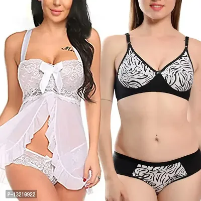 Buy Fihana Women`s Babydoll Wedding Nightwear Lingerie Dress with Bra Panty  Set Small to 3XL Online In India At Discounted Prices