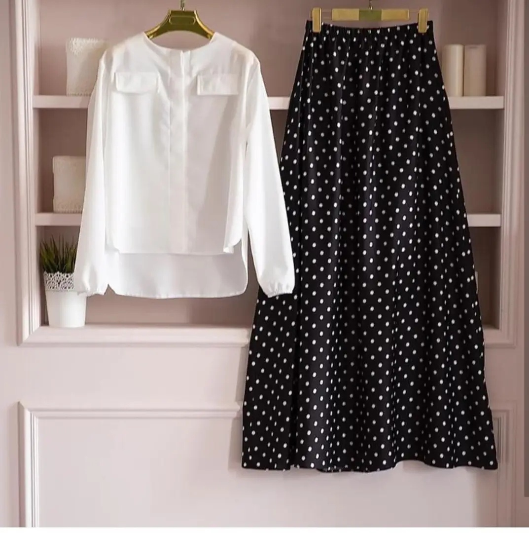 Polka dot hotsell skirt two piece