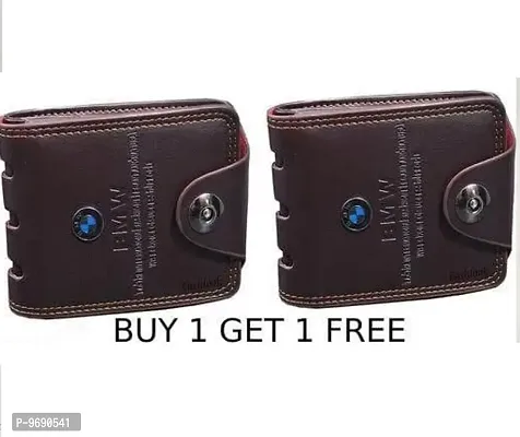 BMW Stylish Leather Wallet For Men Brown Pack of 02-thumb0