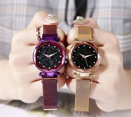 Women s Stylish and Trendy Magnetic Strap Analog Watch Pack of 2