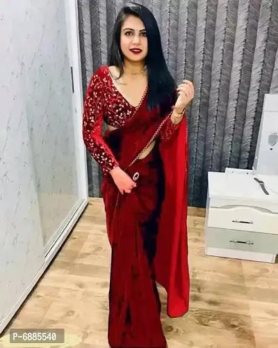 Classic Velvet Lace Border Saree - Women Clothing Store