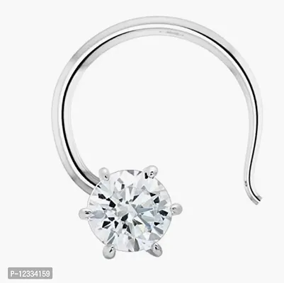 Solitaire White CZ Small Size Piercing Silver Nose Pin in Pure 92.5 Sterling Silver for Girls/Women