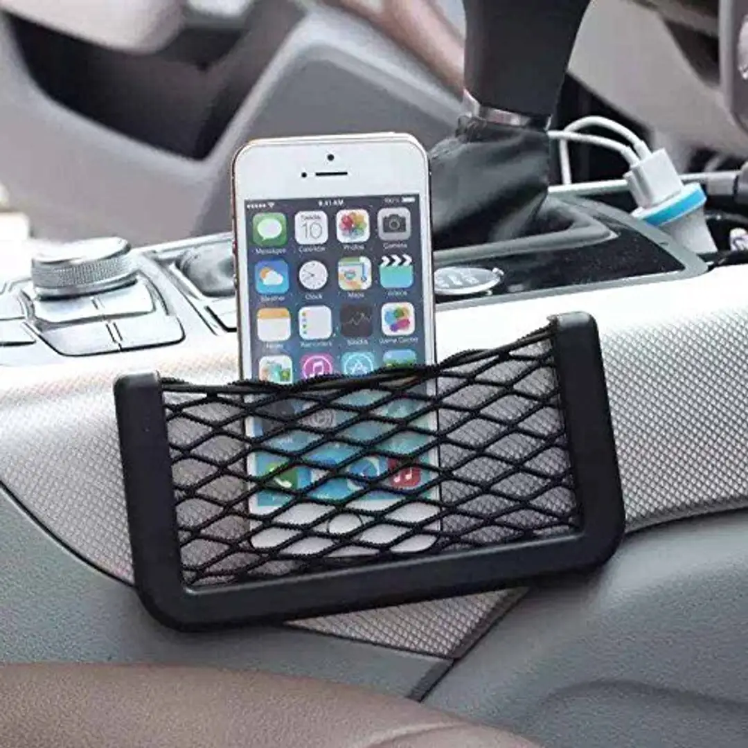 Universal Car Seat Side Storage Nets Resilient Pocket Organizer adhesive box auto accessories pouch GPS Phone Holder 20x8cm 