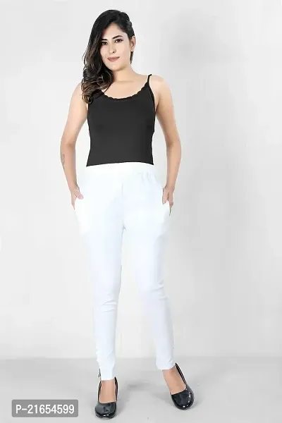 Buy 7STAR NX Solid Cotton Slub Cigarette Pant | Regular Fit Stretchable  Potli Pants/Cigarette/Trousers, Bundi Pants for Women, Girls (26, White) at  Amazon.in